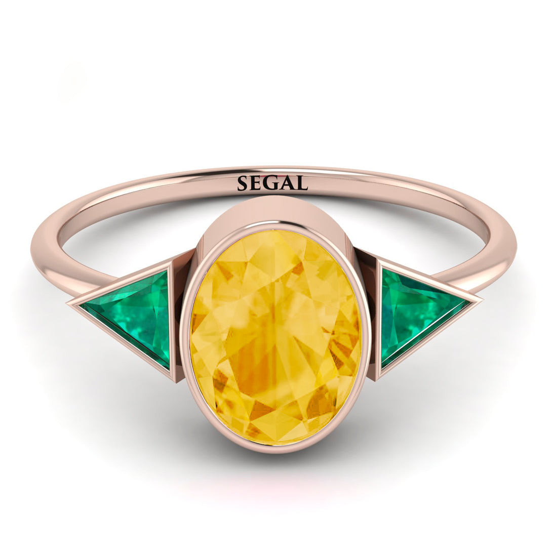 Geometrical Bezel Citrine Ring - Trinity No. 605