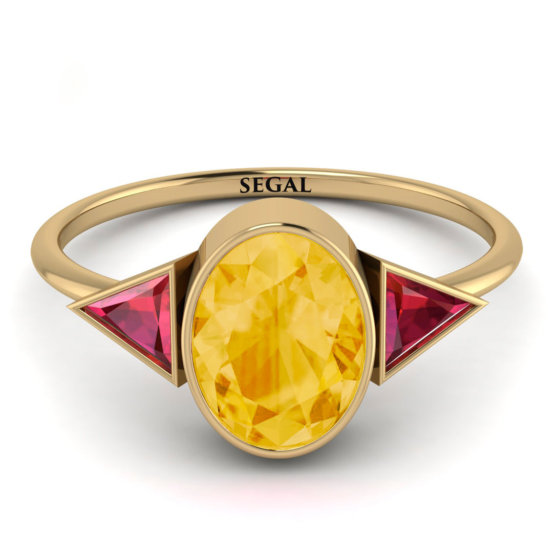 Geometrical Bezel Citrine Ring - Trinity No. 610