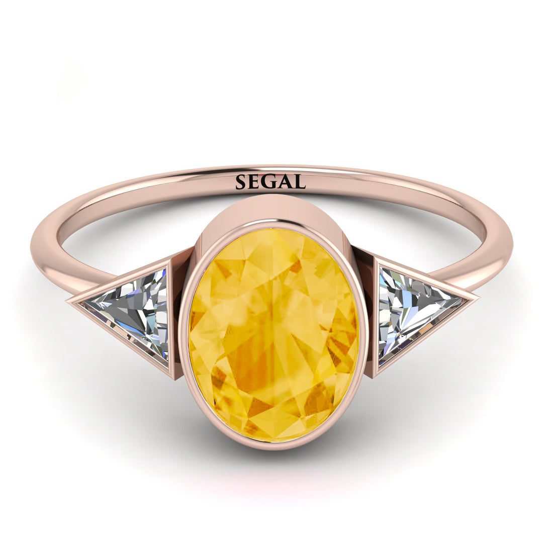 Geometrical Bezel Citrine Ring - Trinity No. 602