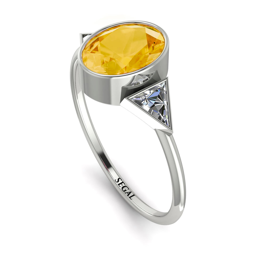 Geometrical Bezel Citrine Ring - Trinity No. 603
