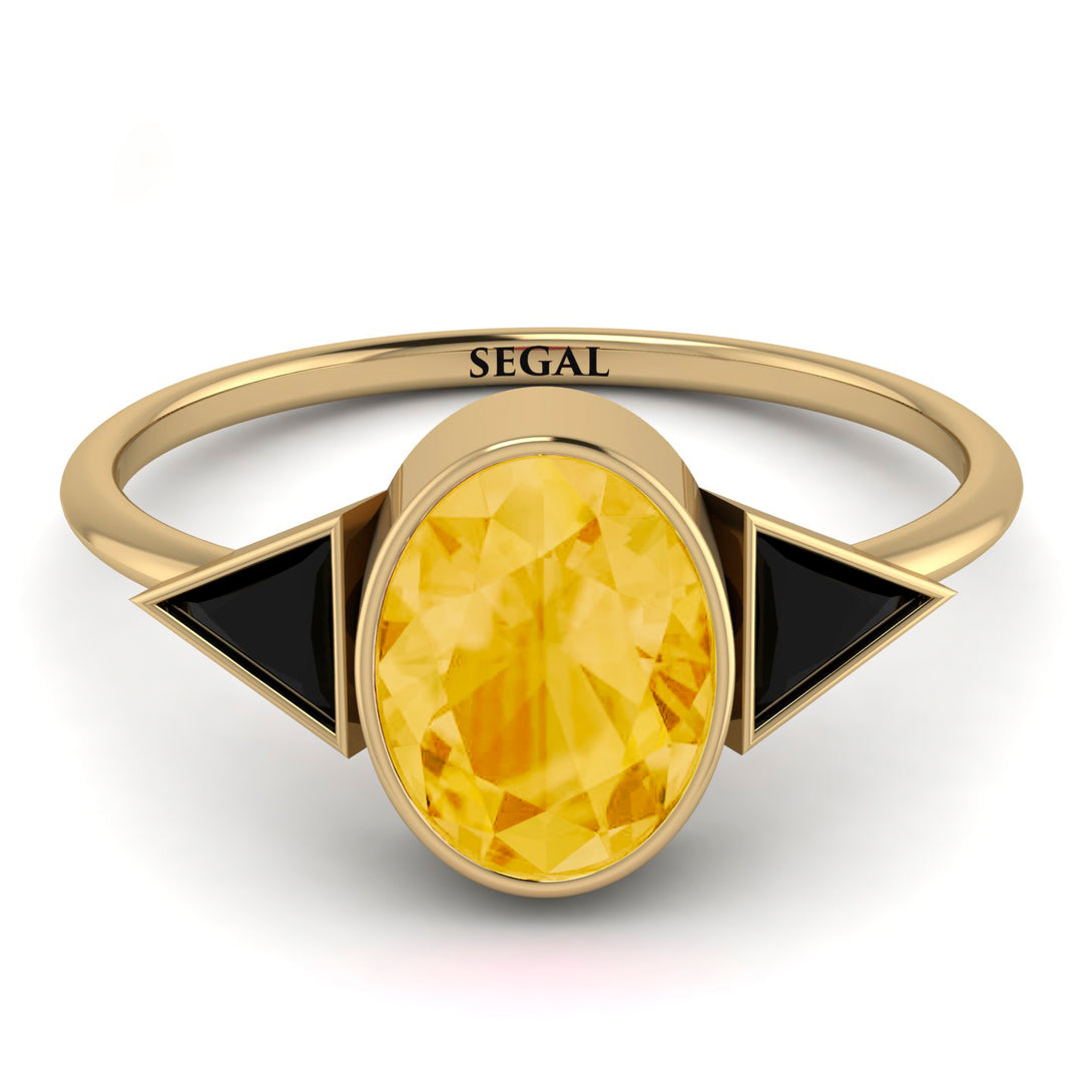 Geometrical Bezel Citrine Ring - Trinity No. 607