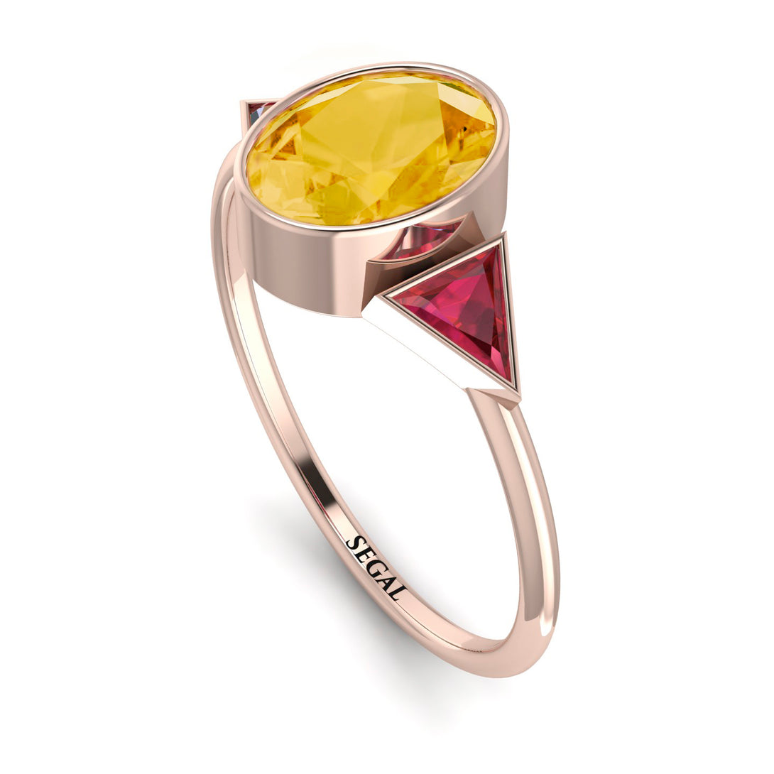 Geometrical Bezel Citrine Ring - Trinity No. 611