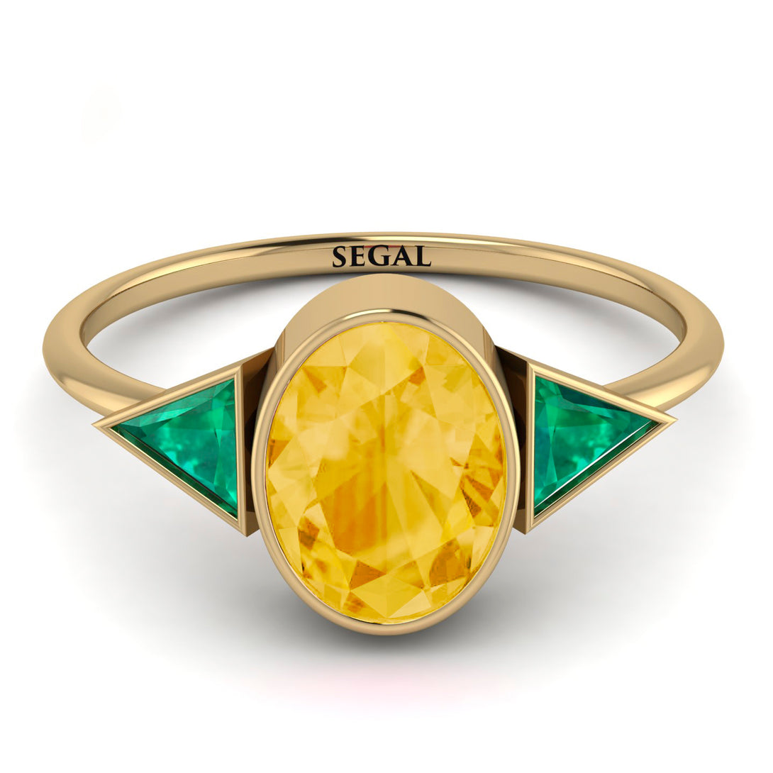 Geometrical Bezel Citrine Ring - Trinity No. 604