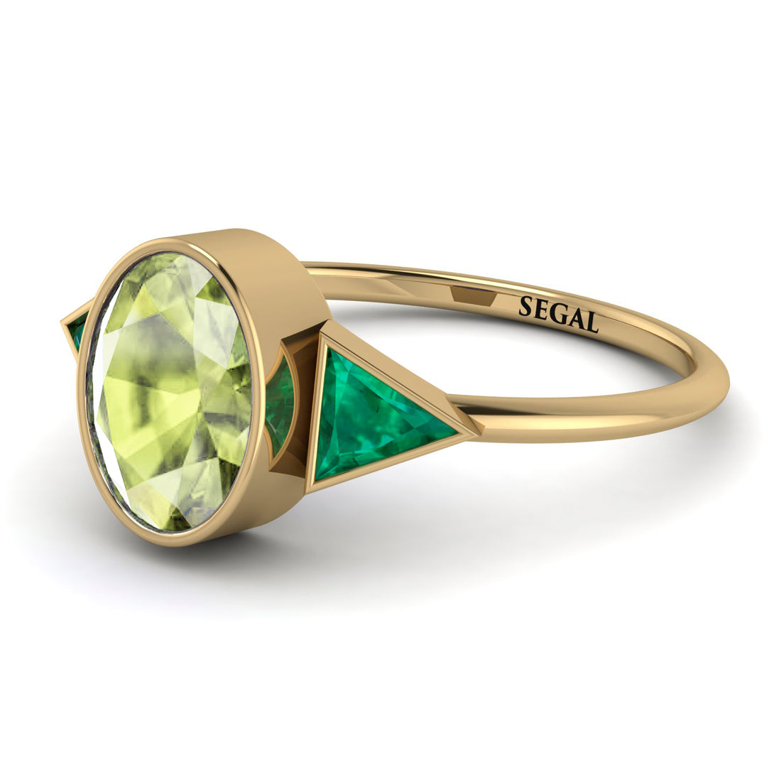 Geometrical Bezel Peridot Ring - Trinity No. 704