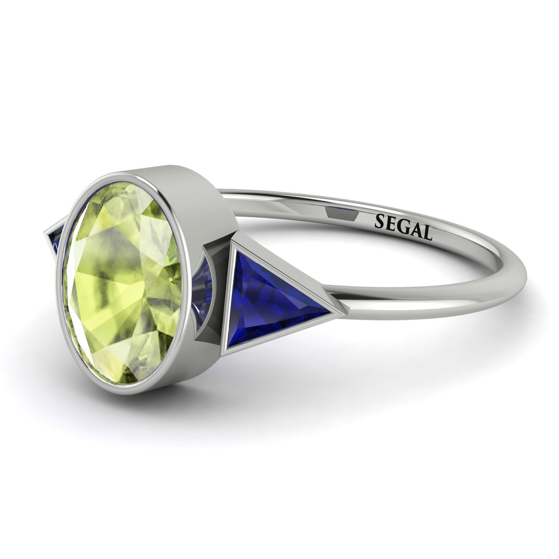Geometrical Bezel Peridot Ring - Trinity No. 715