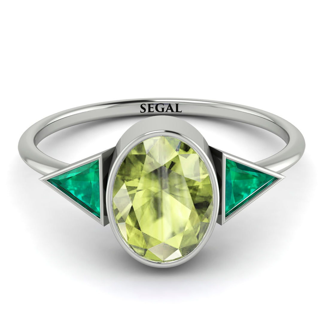 Geometrical Bezel Peridot Ring - Trinity No. 706