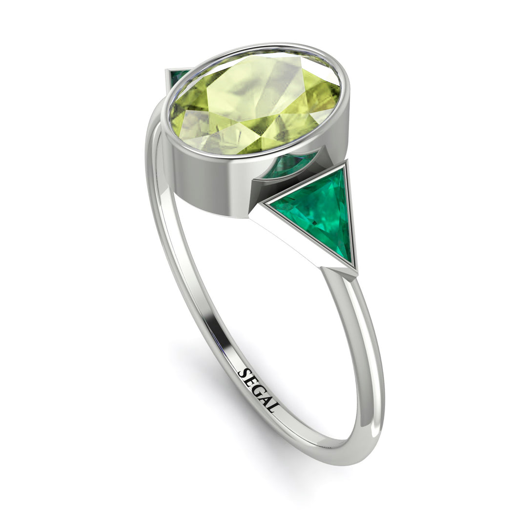 Geometrical Bezel Peridot Ring - Trinity No. 706