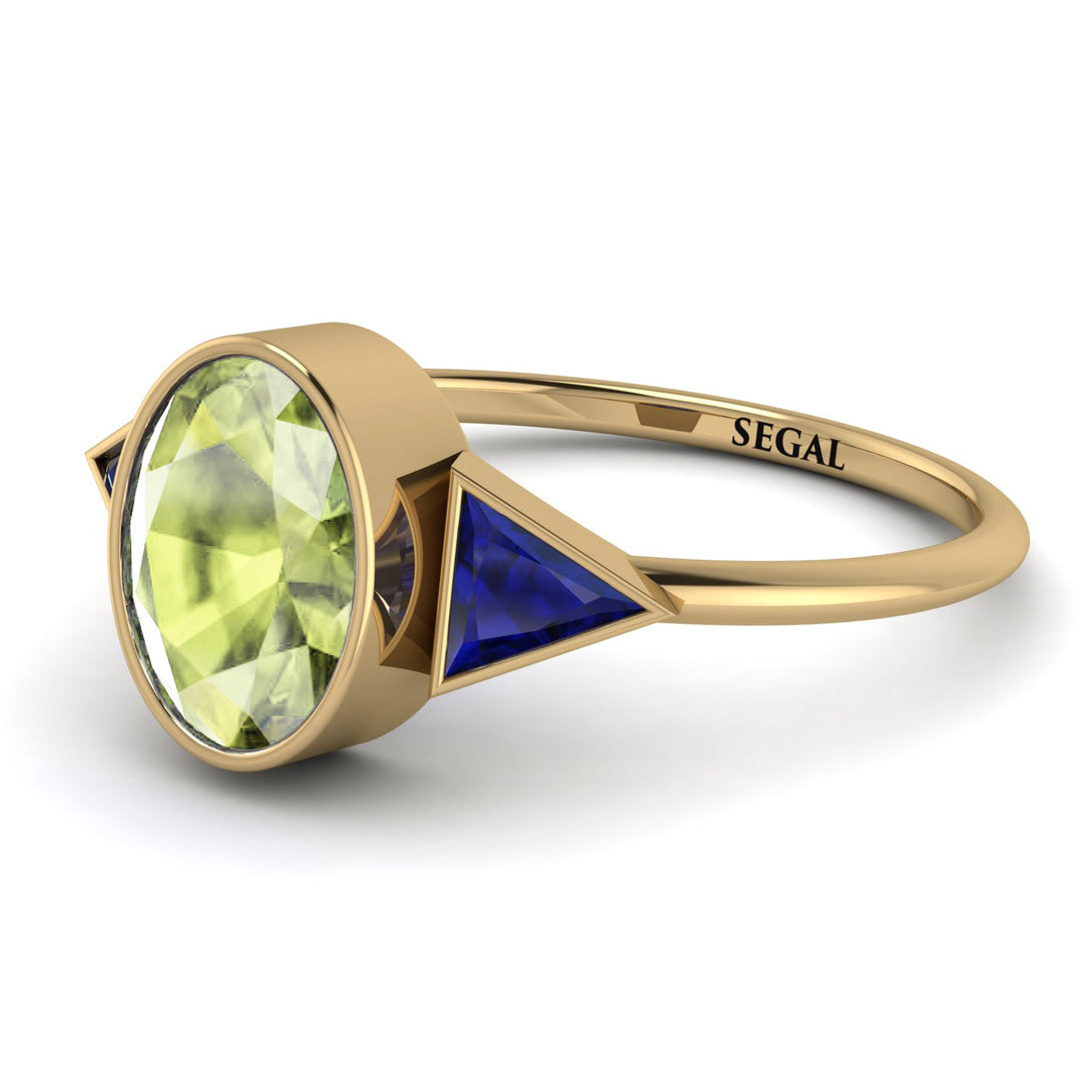 Geometrical Bezel Peridot Ring - Trinity No. 713