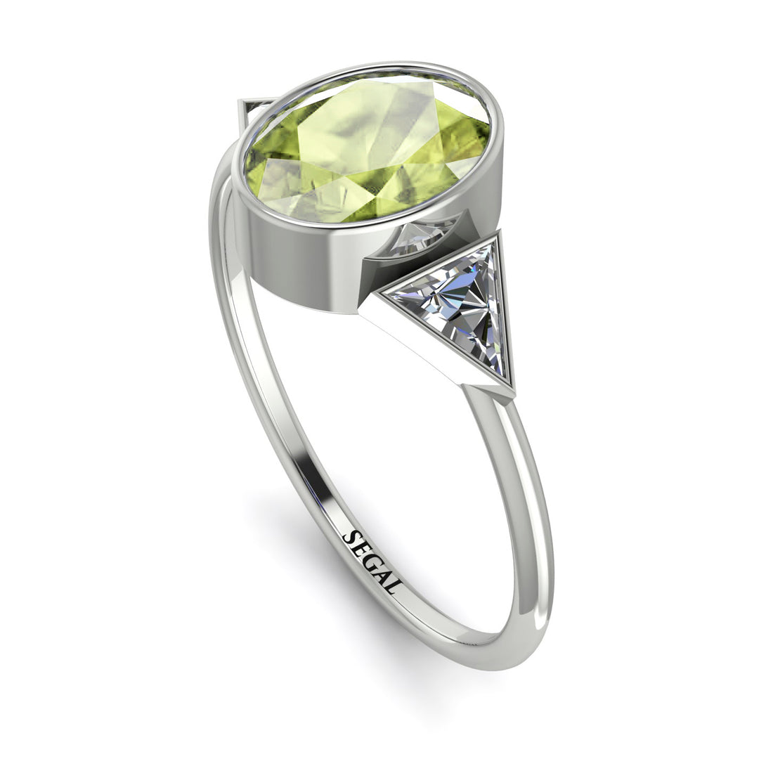 Geometrical Bezel Peridot Ring - Trinity No. 703