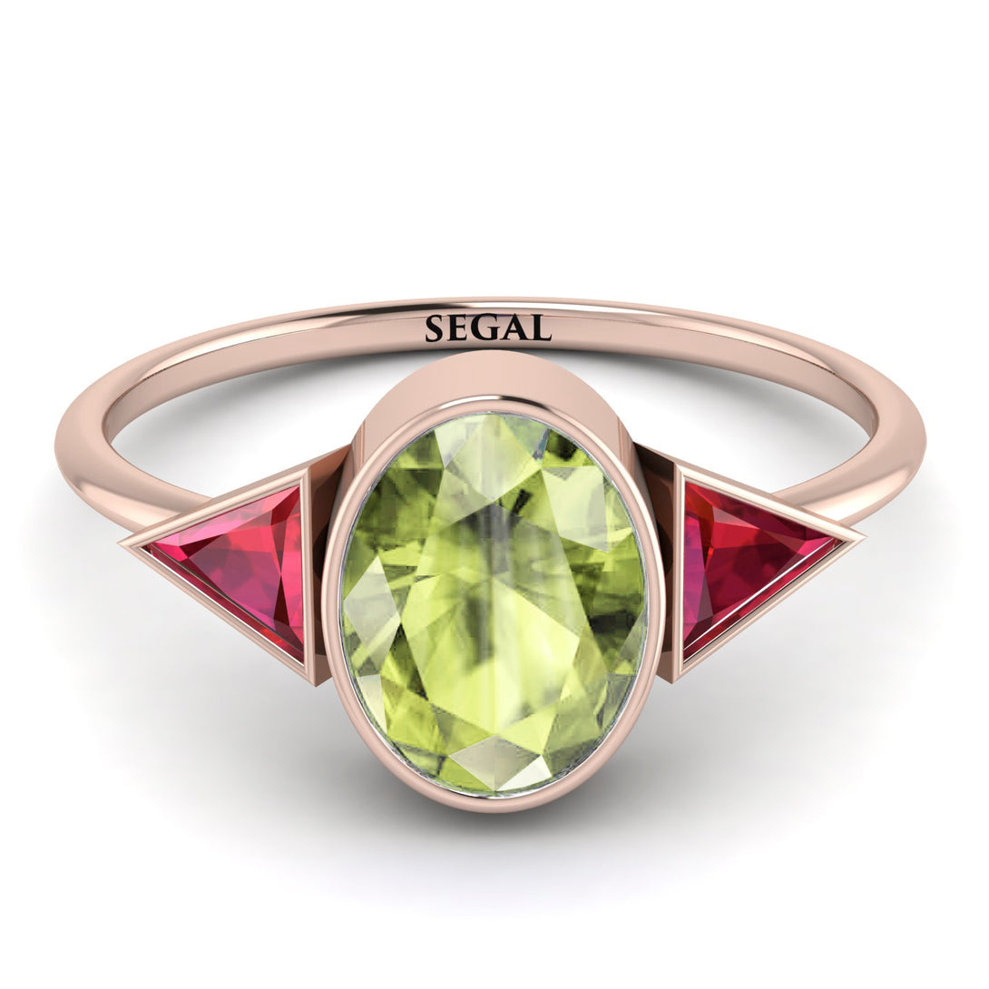 Geometrical Bezel Peridot Ring - Trinity No. 711