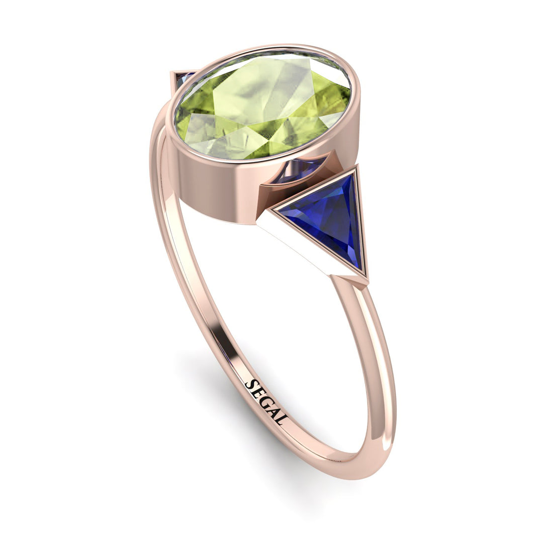 Geometrical Bezel Peridot Ring - Trinity No. 714