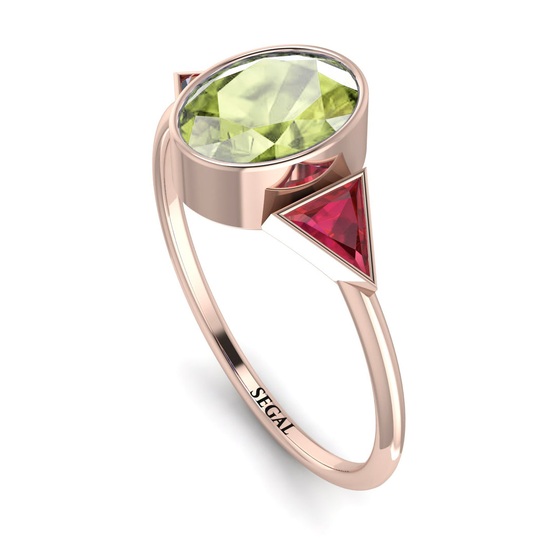 Geometrical Bezel Peridot Ring - Trinity No. 711