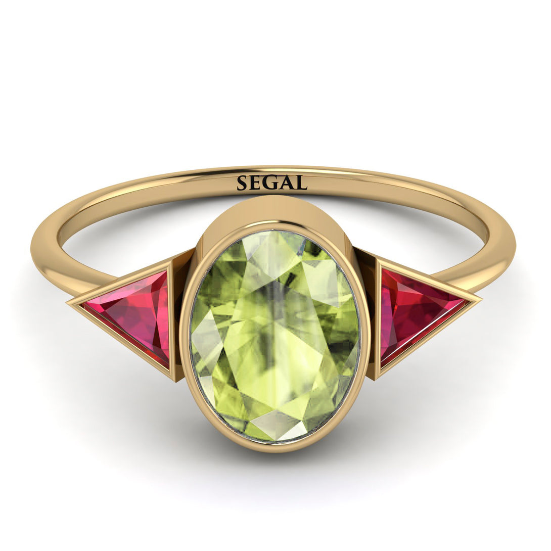 Geometrical Bezel Peridot Ring - Trinity No. 710