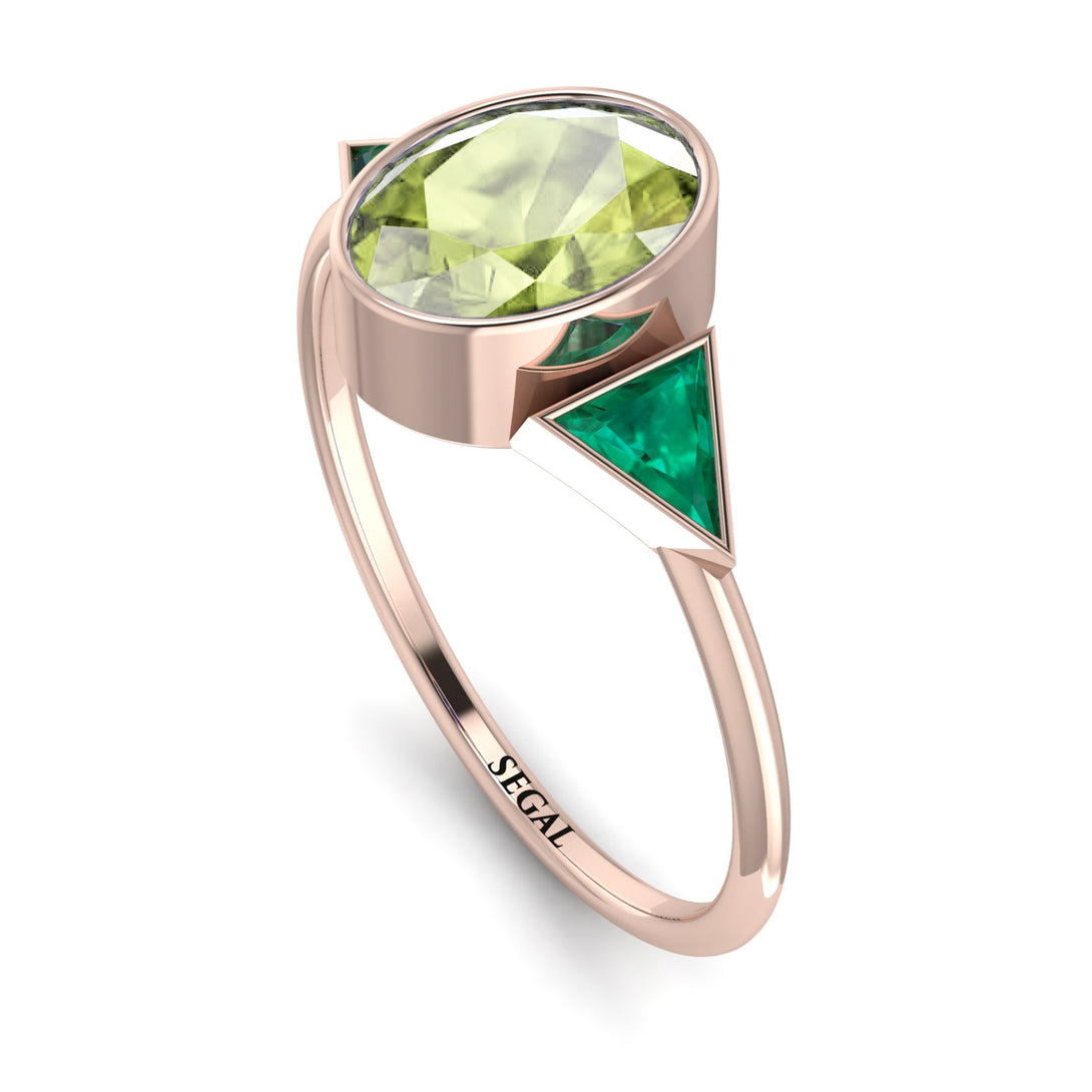 Geometrical Bezel Peridot Ring - Trinity No. 705