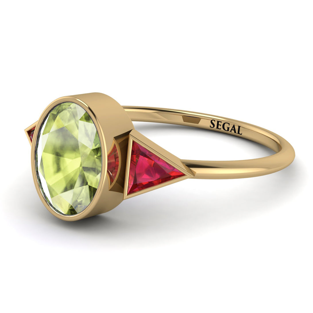 Geometrical Bezel Peridot Ring - Trinity No. 710