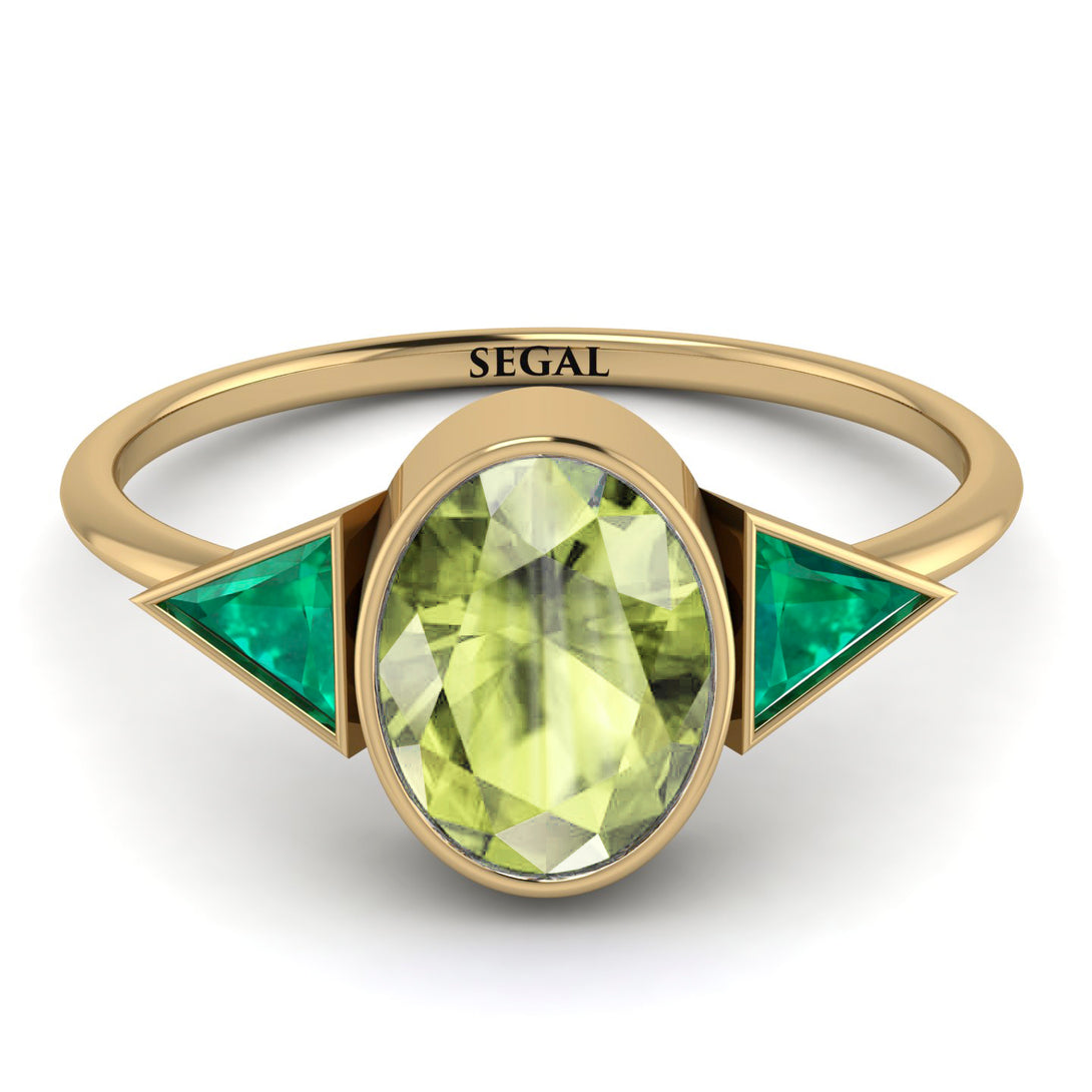 Geometrical Bezel Peridot Ring - Trinity No. 704