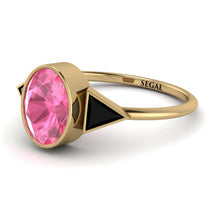 Geometrical Bezel Pink Moissanite Ring - Trinity No. 807 image 1