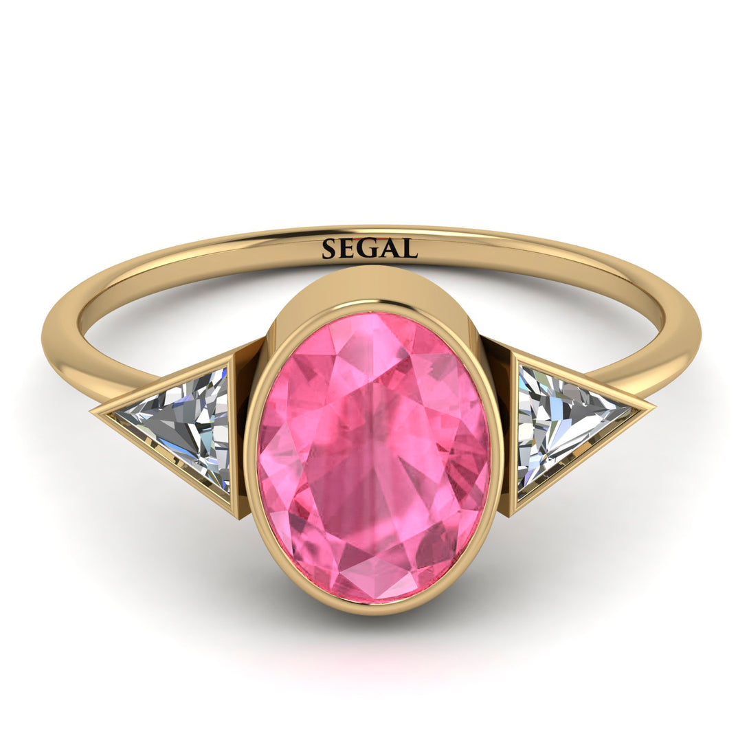 Geometrical Bezel Pink Moissanite Ring - Trinity No. 801