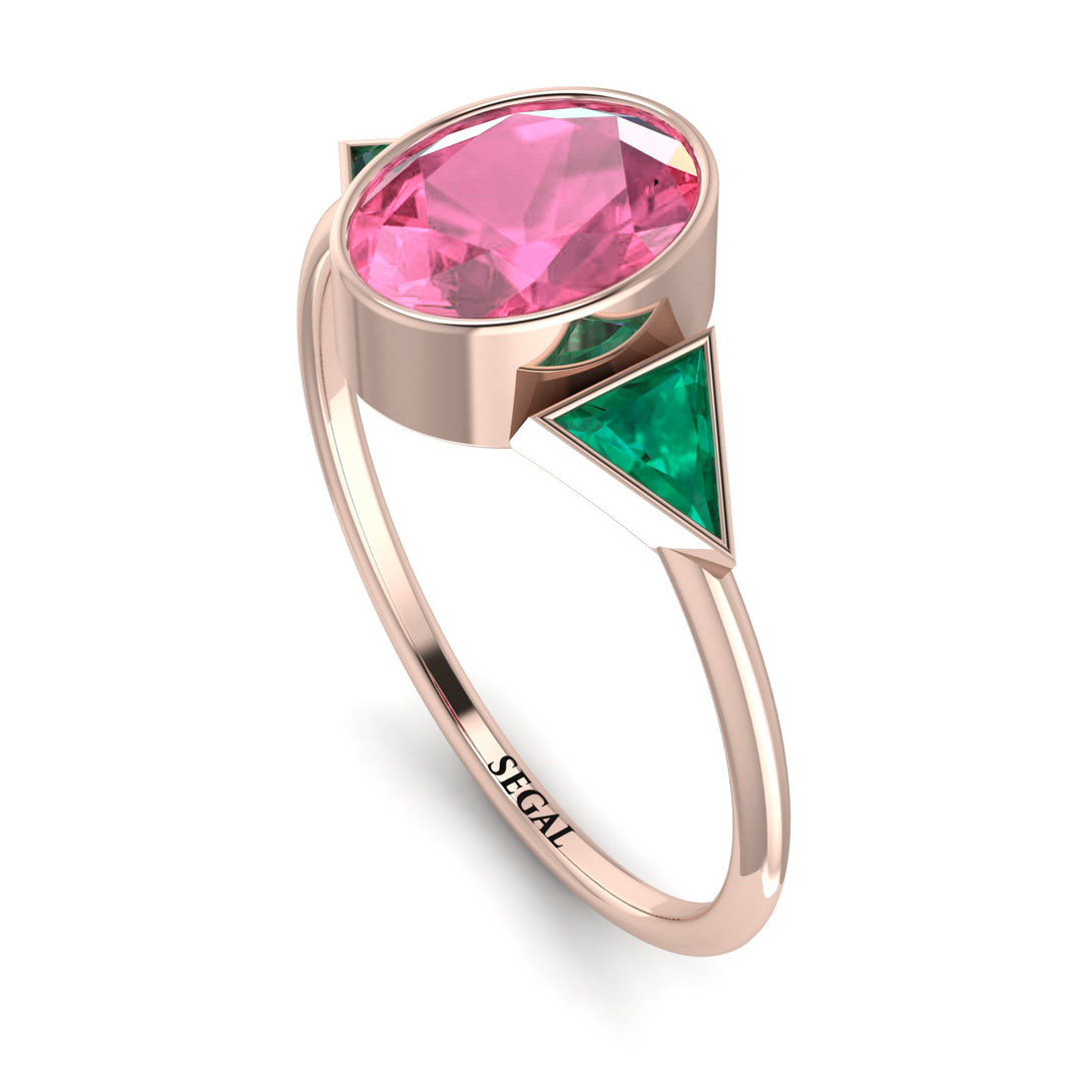 Geometrical Bezel Pink Moissanite Ring - Trinity No. 805