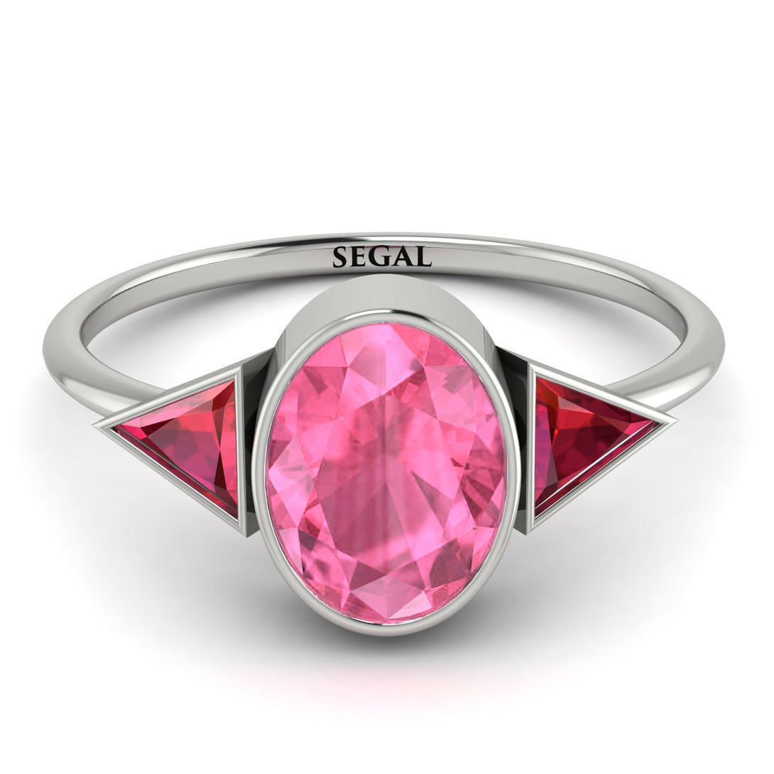 Geometrical Bezel Pink Moissanite Ring - Trinity No. 812