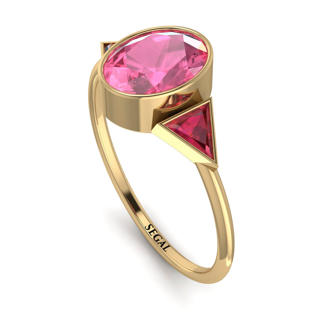 Geometrical Bezel Pink Moissanite Ring - Trinity No. 810