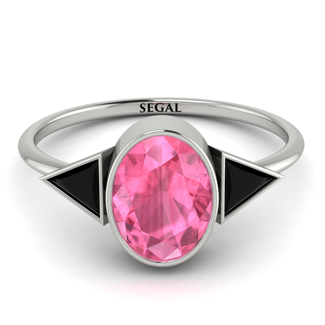 Geometrical Bezel Pink Moissanite Ring - Trinity No. 809