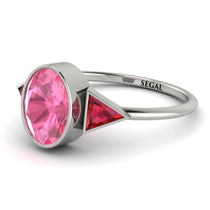Geometrical Bezel Pink Moissanite Ring - Trinity No. 812 image 1