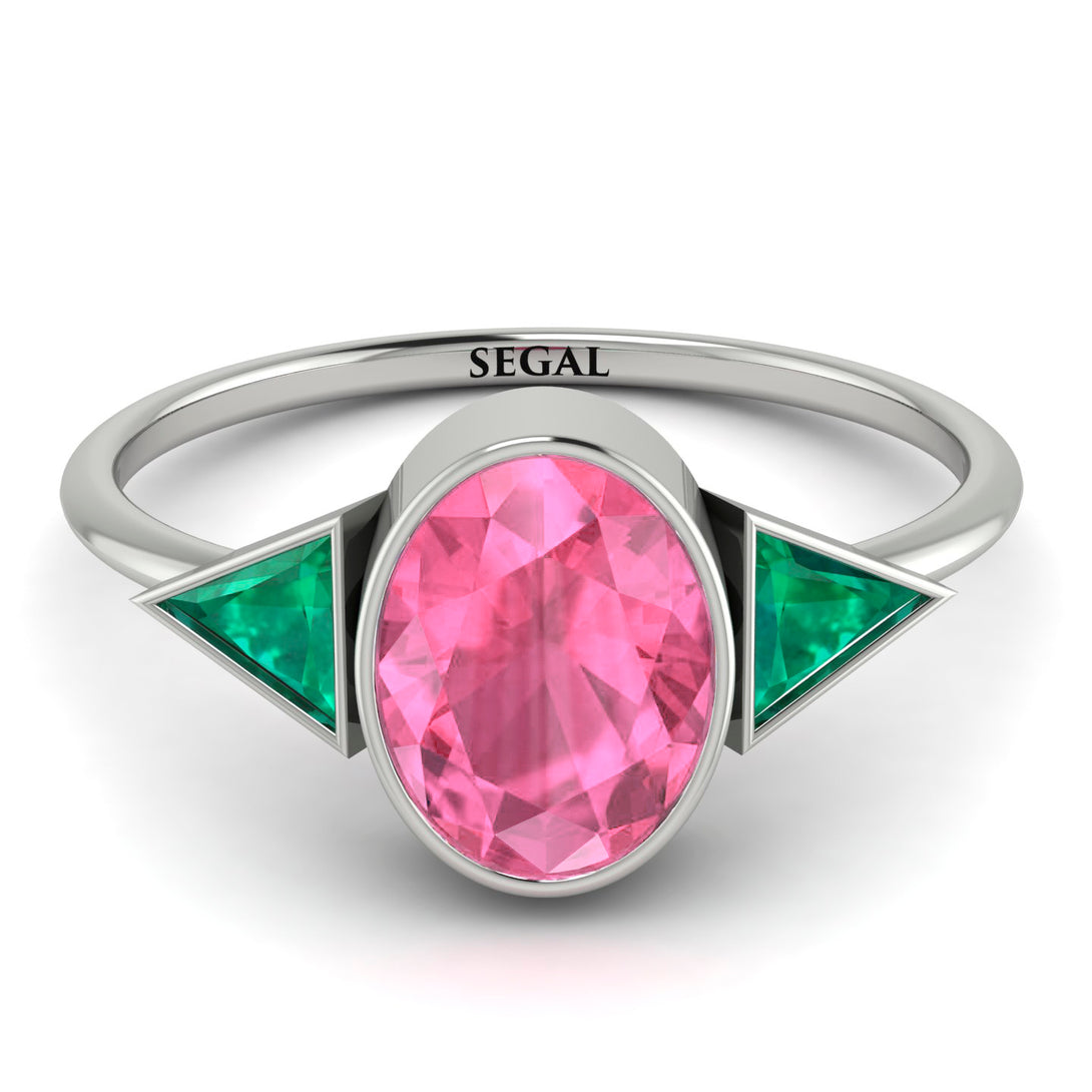 Geometrical Bezel Pink Moissanite Ring - Trinity No. 806