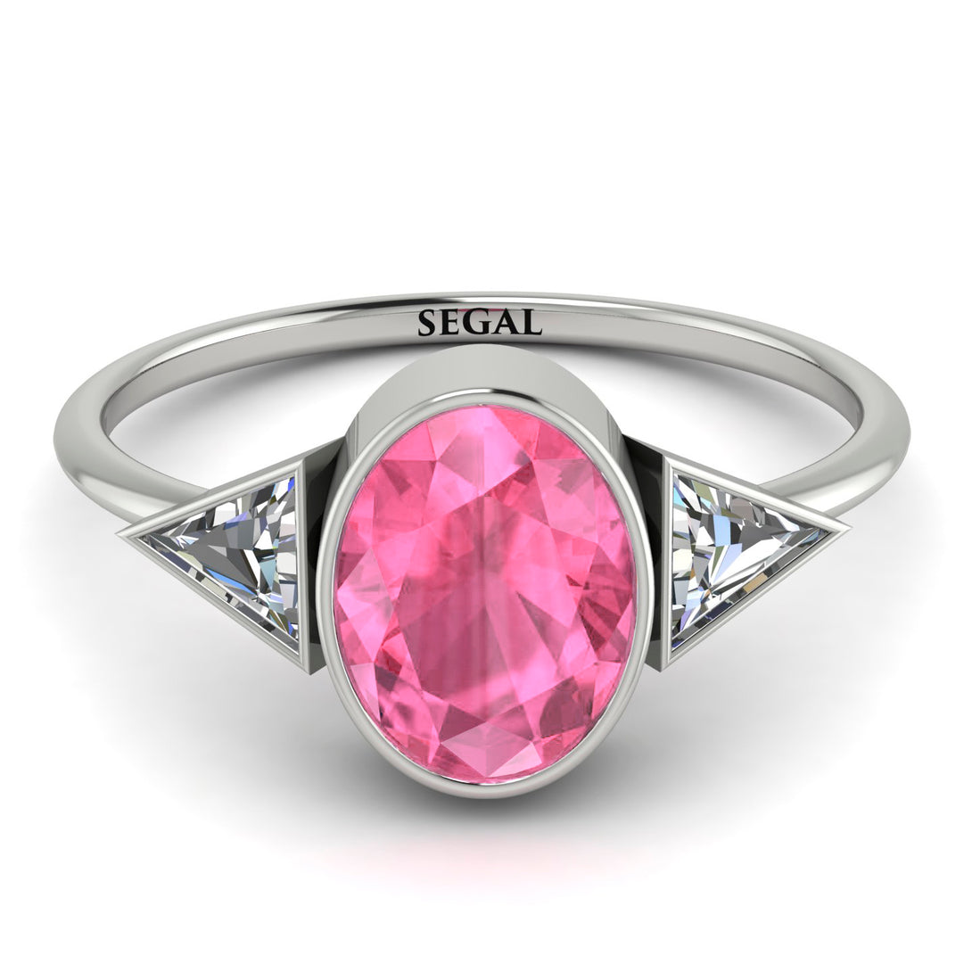 Geometrical Bezel Pink Moissanite Ring - Trinity No. 803