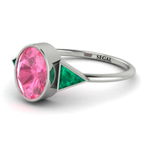 Geometrical Bezel Pink Moissanite Ring - Trinity No. 806 image 1