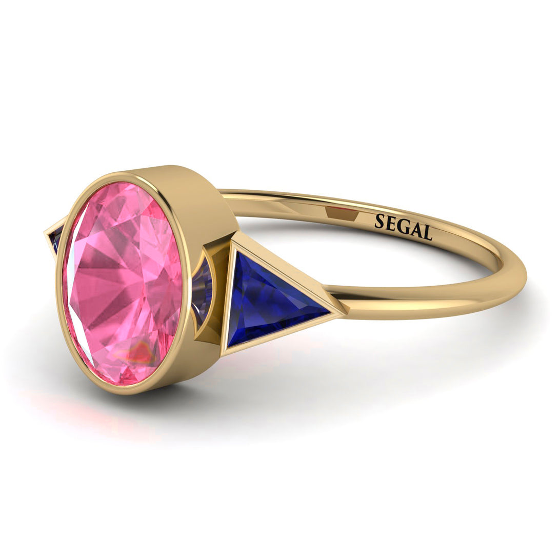 Geometrical Bezel Pink Moissanite Ring - Trinity No. 813