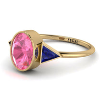 Geometrical Bezel Pink Moissanite Ring - Trinity No. 813 image 1