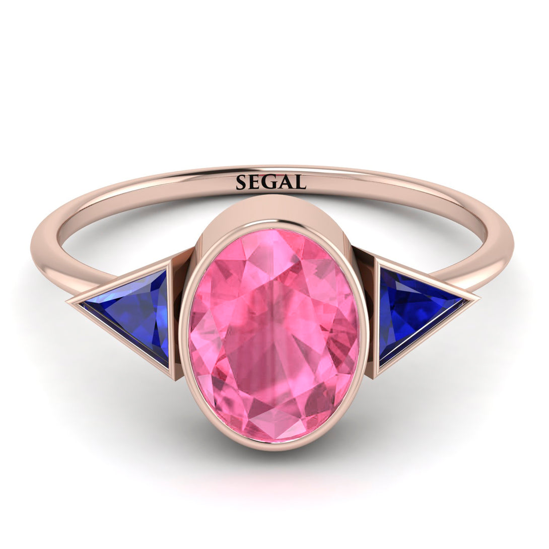 Geometrical Bezel Pink Moissanite Ring - Trinity No. 814