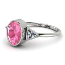 Geometrical Bezel Pink Moissanite Ring - Trinity No. 803 image 1