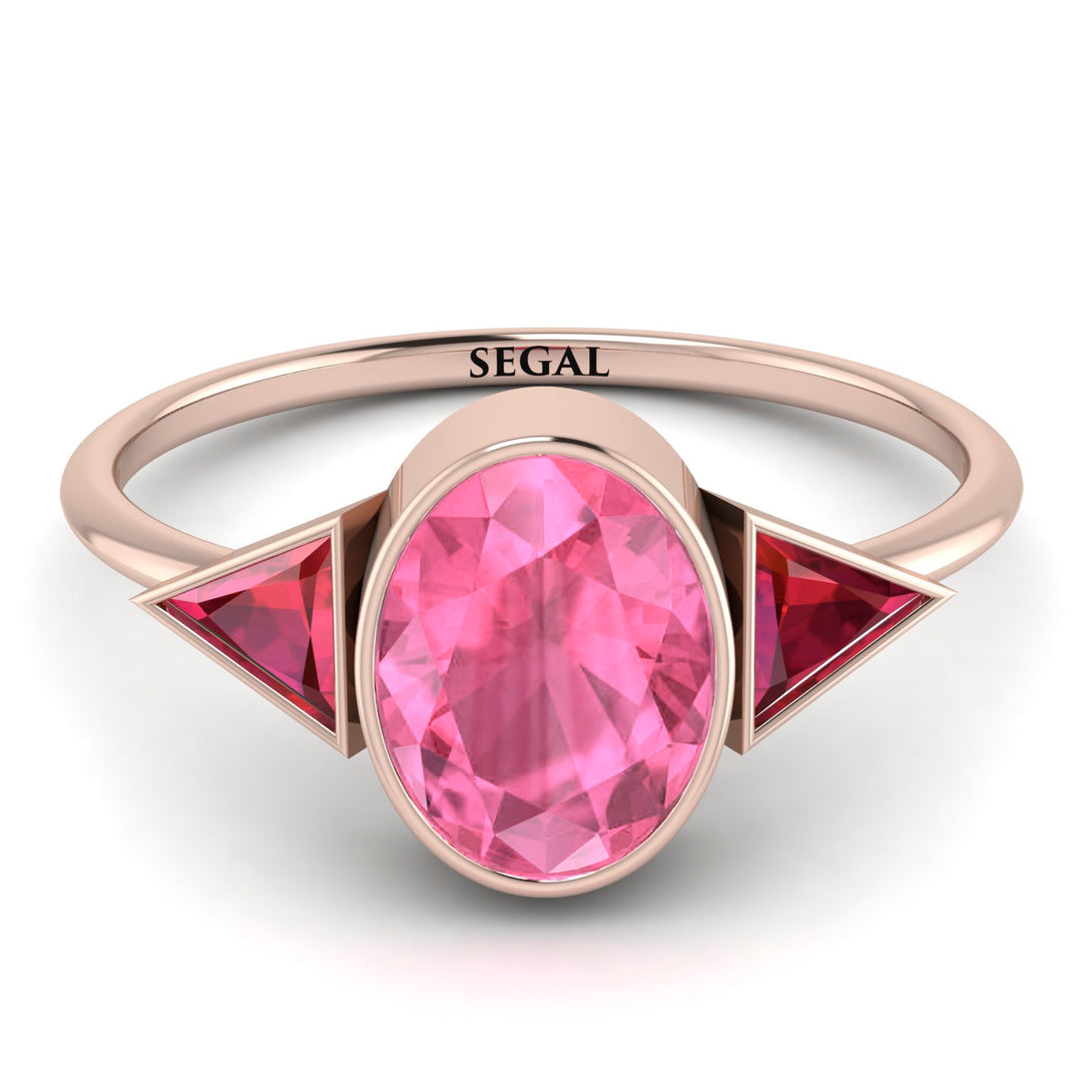 Geometrical Bezel Pink Moissanite Ring - Trinity No. 811