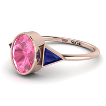 Geometrical Bezel Pink Moissanite Ring - Trinity No. 814 image 1