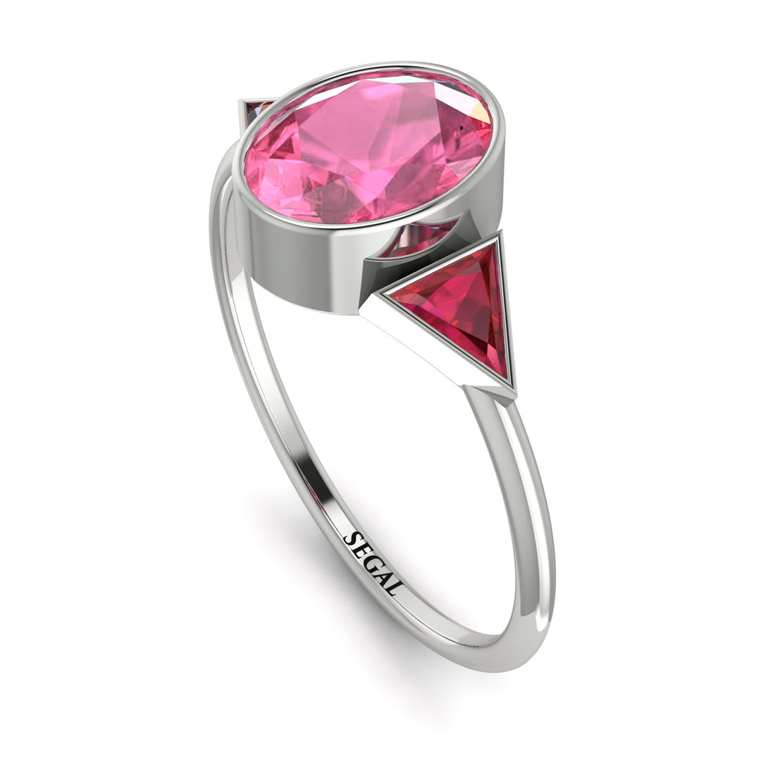 Geometrical Bezel Pink Moissanite Ring - Trinity No. 812