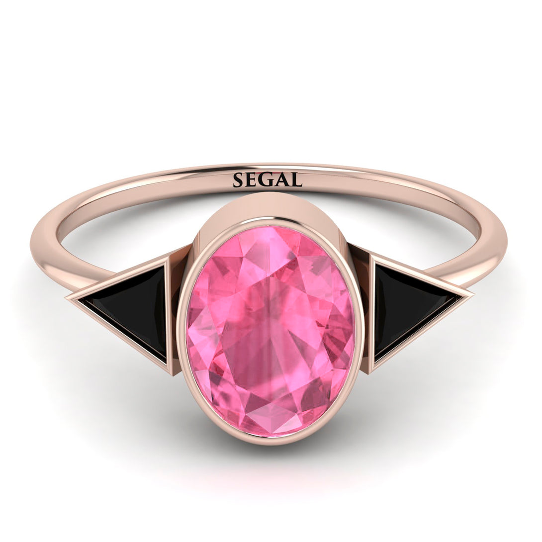 Geometrical Bezel Pink Moissanite Ring - Trinity No. 808