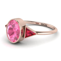 Geometrical Bezel Pink Moissanite Ring - Trinity No. 811 image 1
