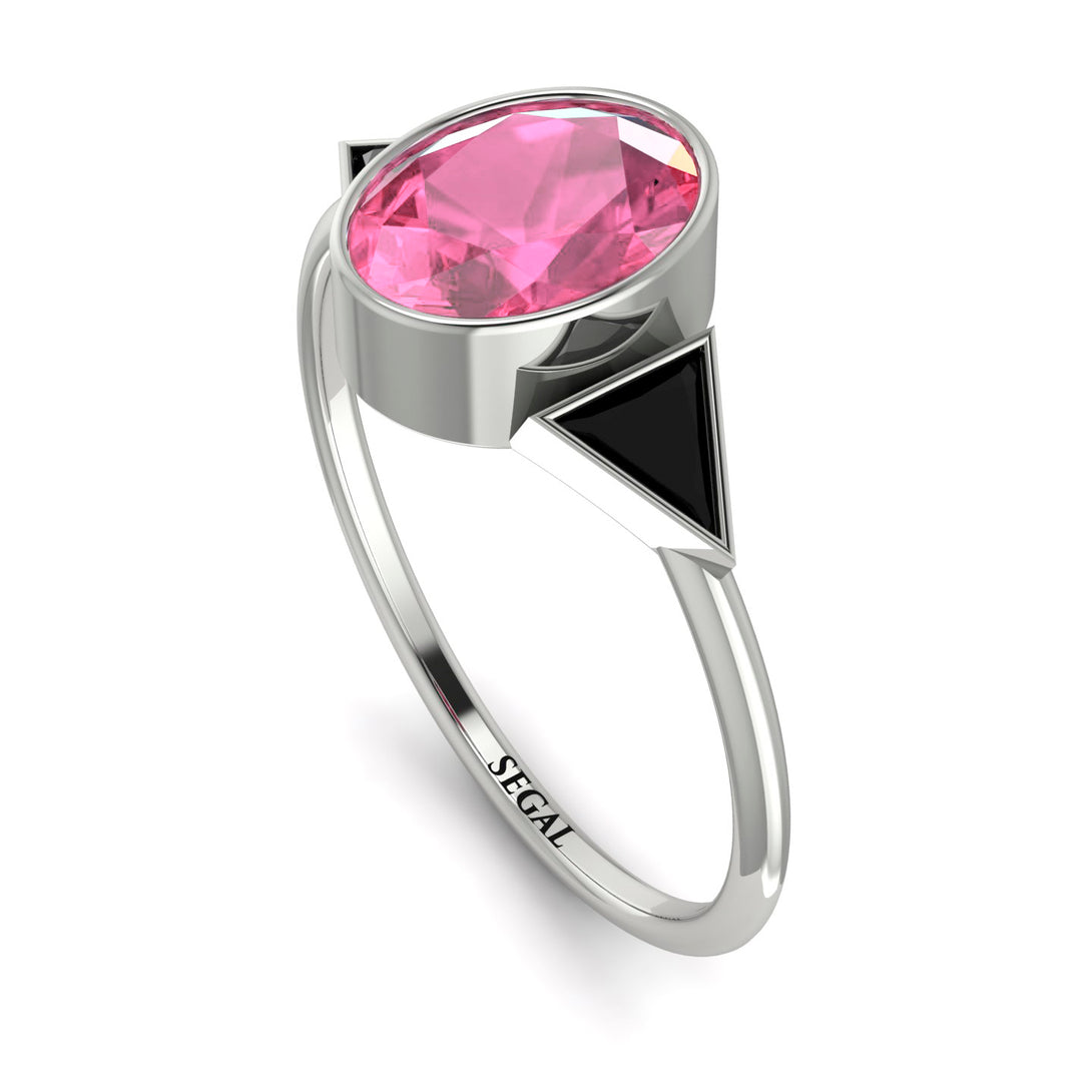 Geometrical Bezel Pink Moissanite Ring - Trinity No. 809