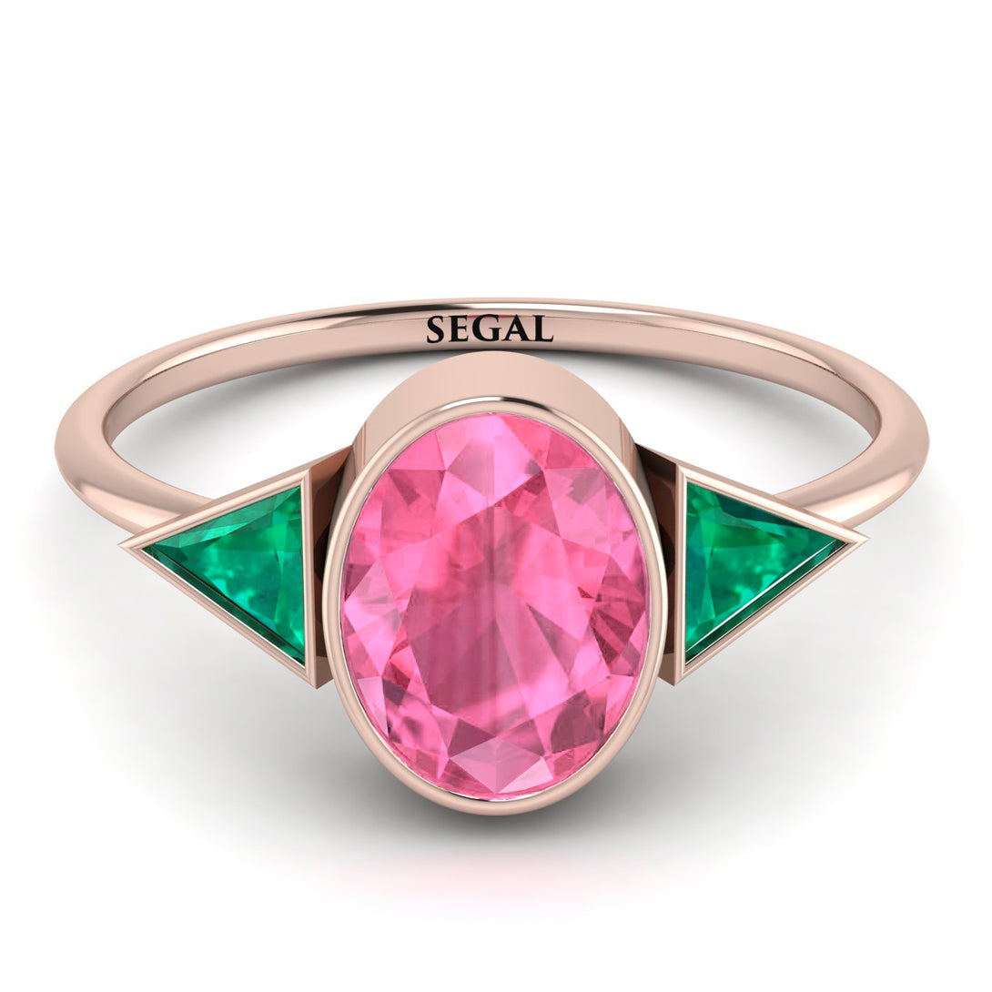 Geometrical Bezel Pink Moissanite Ring - Trinity No. 805