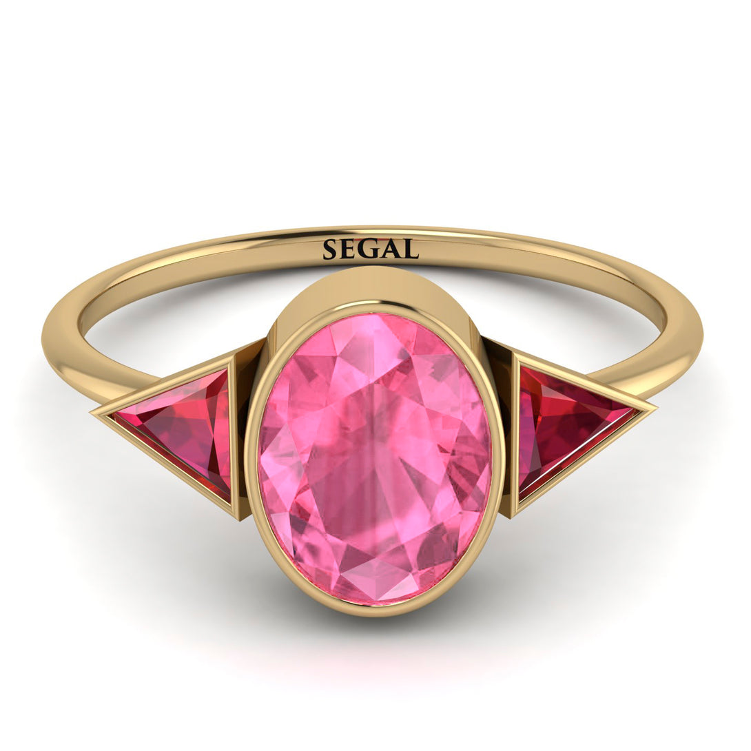Geometrical Bezel Pink Moissanite Ring - Trinity No. 810