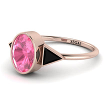 Geometrical Bezel Pink Moissanite Ring - Trinity No. 808 image 1