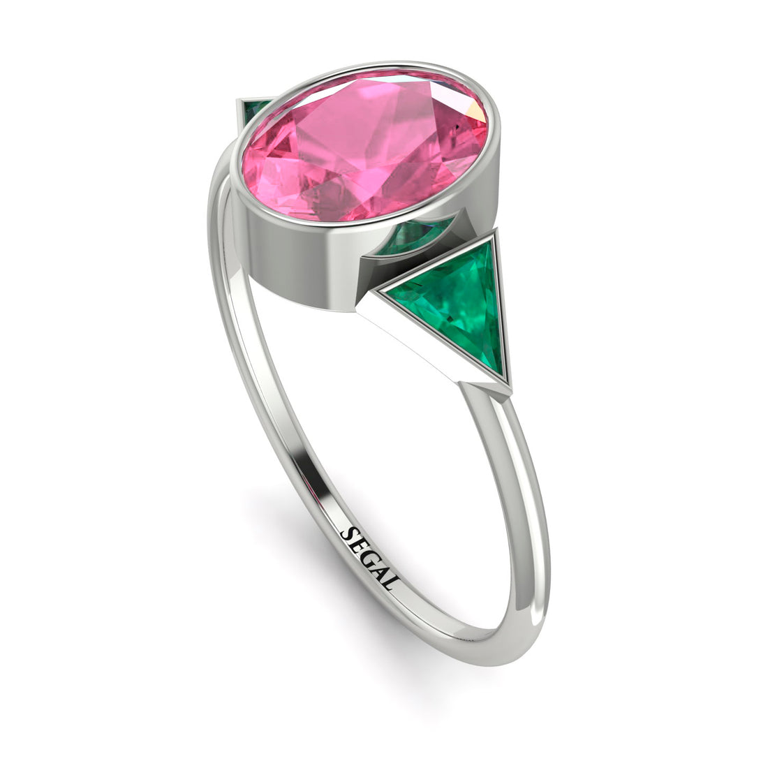 Geometrical Bezel Pink Moissanite Ring - Trinity No. 806