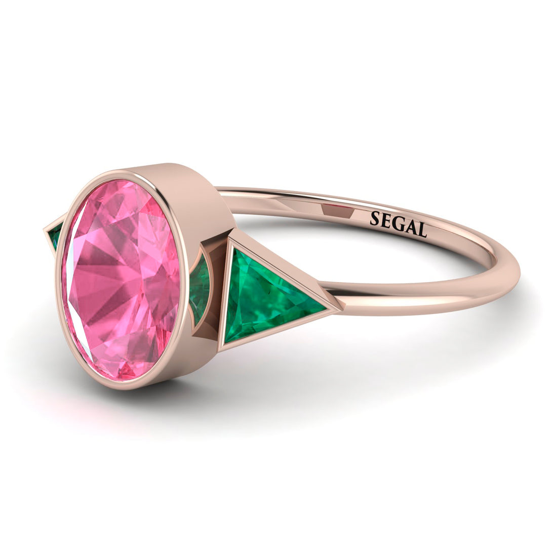 Geometrical Bezel Pink Moissanite Ring - Trinity No. 805