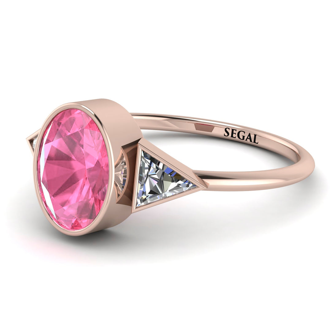 Geometrical Bezel Pink Moissanite Ring - Trinity No. 802