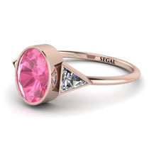 Geometrical Bezel Pink Moissanite Ring - Trinity No. 802 image 1