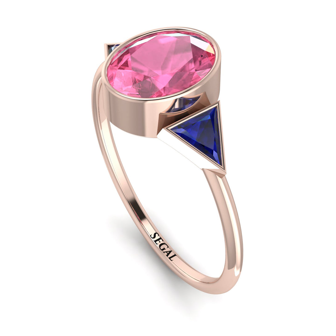 Geometrical Bezel Pink Moissanite Ring - Trinity No. 814