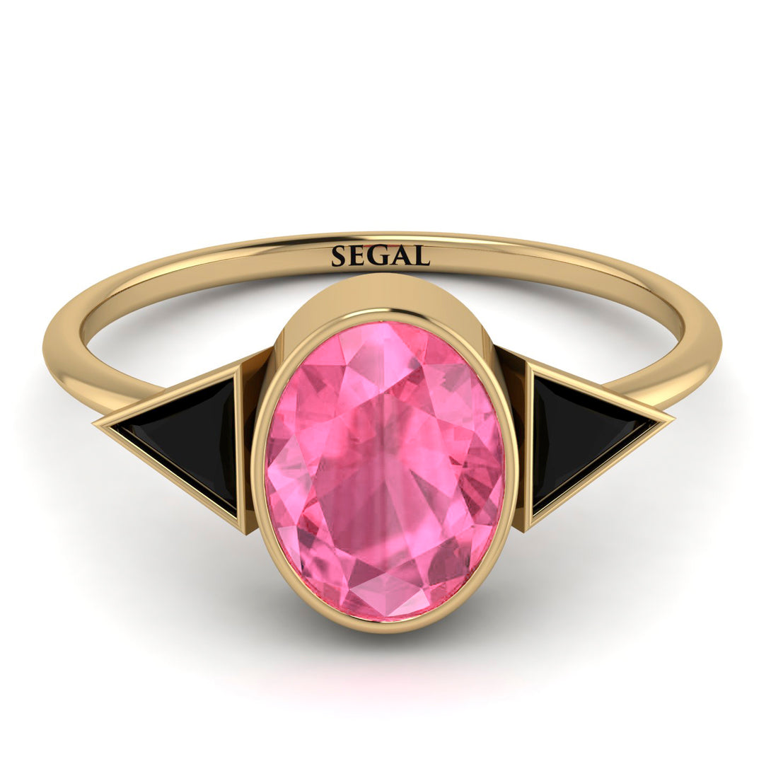 Geometrical Bezel Pink Moissanite Ring - Trinity No. 807