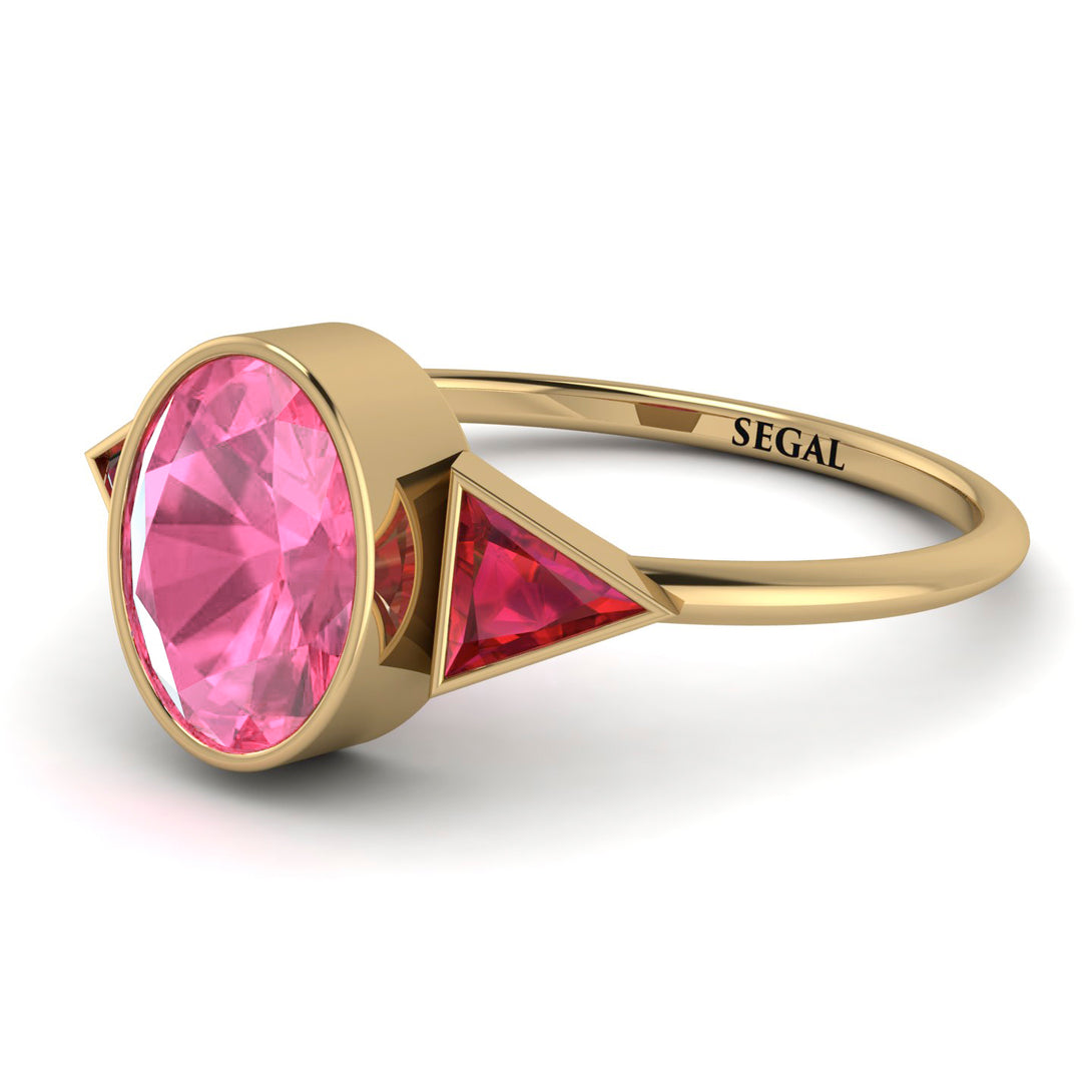 Geometrical Bezel Pink Moissanite Ring - Trinity No. 810